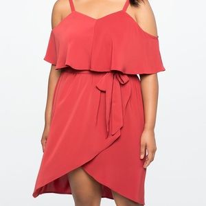Red Strapless Wrap Summer Dress